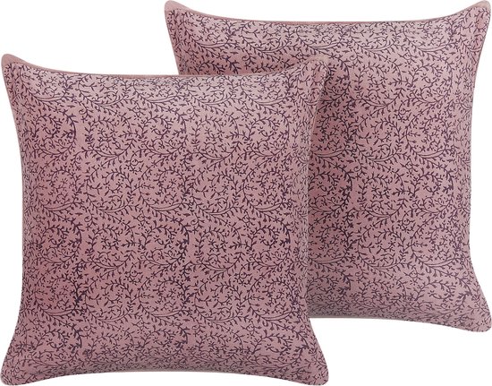 ROMNEYA - Sierkussen set van 2 - Roze - 45 x 45 cm - Fluweel