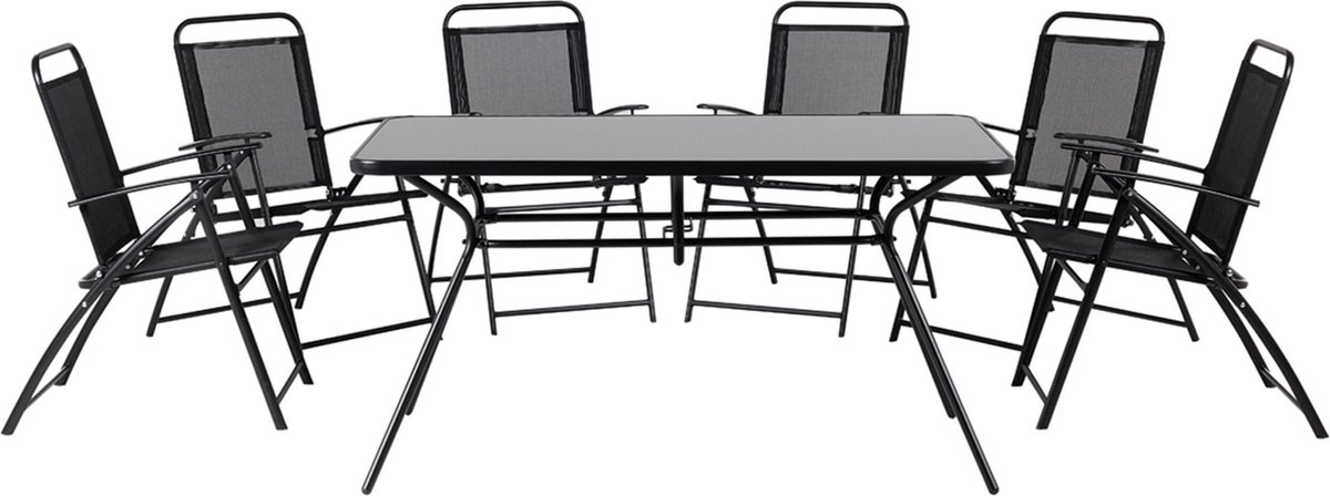 LIVO - Tuinset voor 6 - Zwart - Polyester