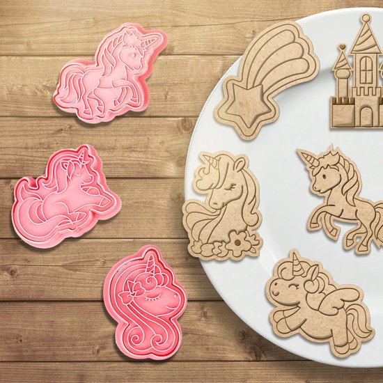 Eenhoorn koekjessnijder voor kinderen, koekjes, uitsteker van roestvrij staal, regenboog, koekjessnijder, voor koekjes, bakken, fondant, koekjes, taartdecoraties, kinderverjaardagsfeest, 3 stuks, roestvrij staal