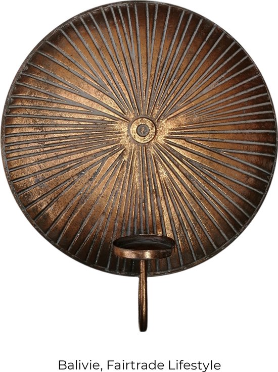 Balivie - Waxinelichthouder - Kaarshouder - Wanddecoratie - Metaal - Diameter 38 cm - Lengte 43 cm - Kleur: Copper