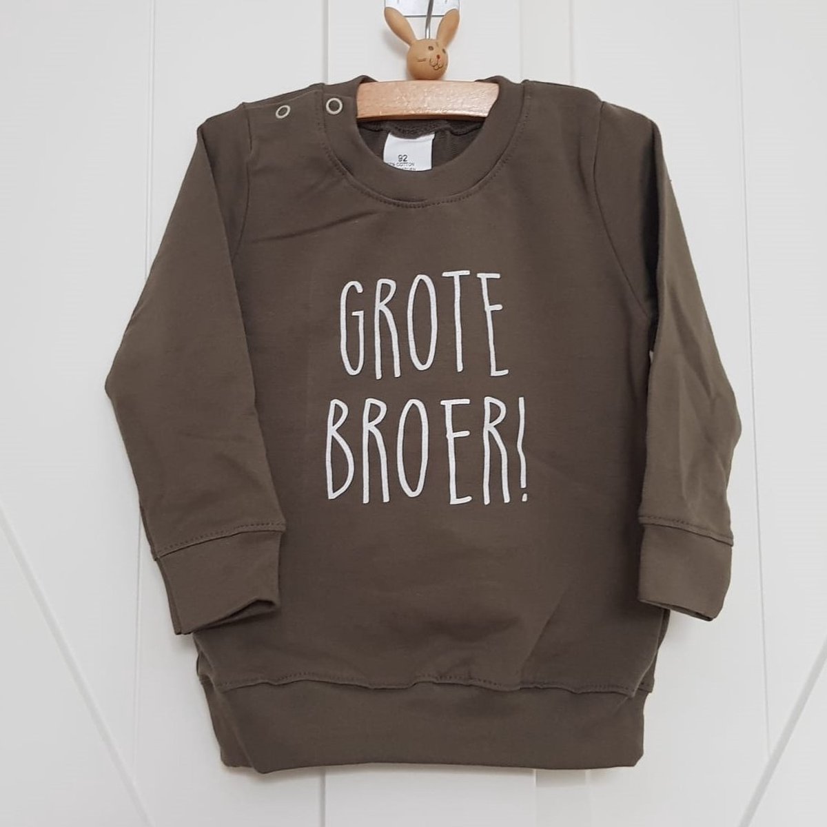 Sweater trui shirt voor kind - grote broer groen - Maat 80 - Big brother bro - Familie uitbreiding - Zwangerschap aankondiging hoera stoer ik word bekendmaking baby in wording