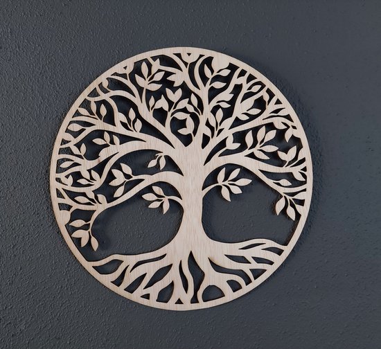 30cm berkenhouten 'Tree of Life': Betekenisvolle Wijsheid en Schoonheid - Wall art - modern deco muurdecoratie - Wanddecoratie