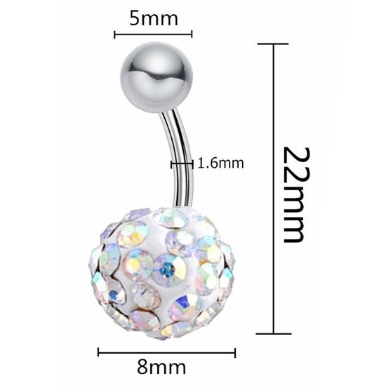 Fako Bijoux® - Piercings pour nombril - Disco Dots - 8mm - Rose