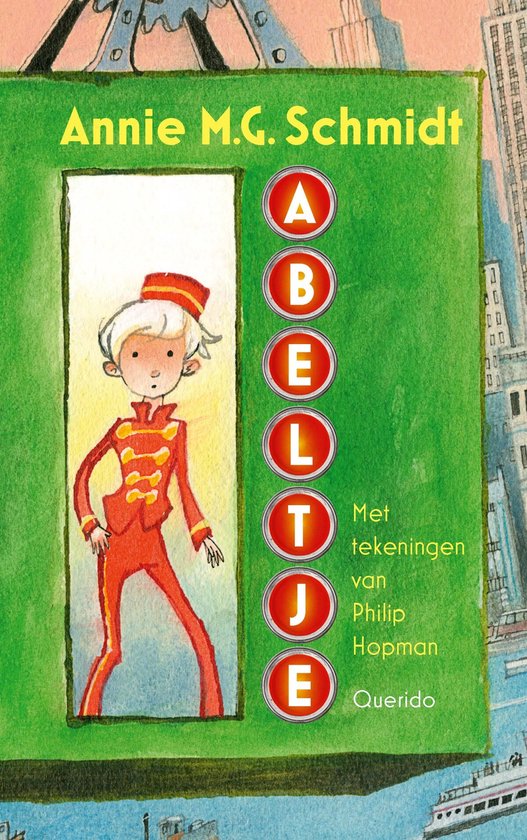 Boekcover van Abeltje: een jongen in een rood uniform met rode hoed, met de letters ABELTJE ernaast.