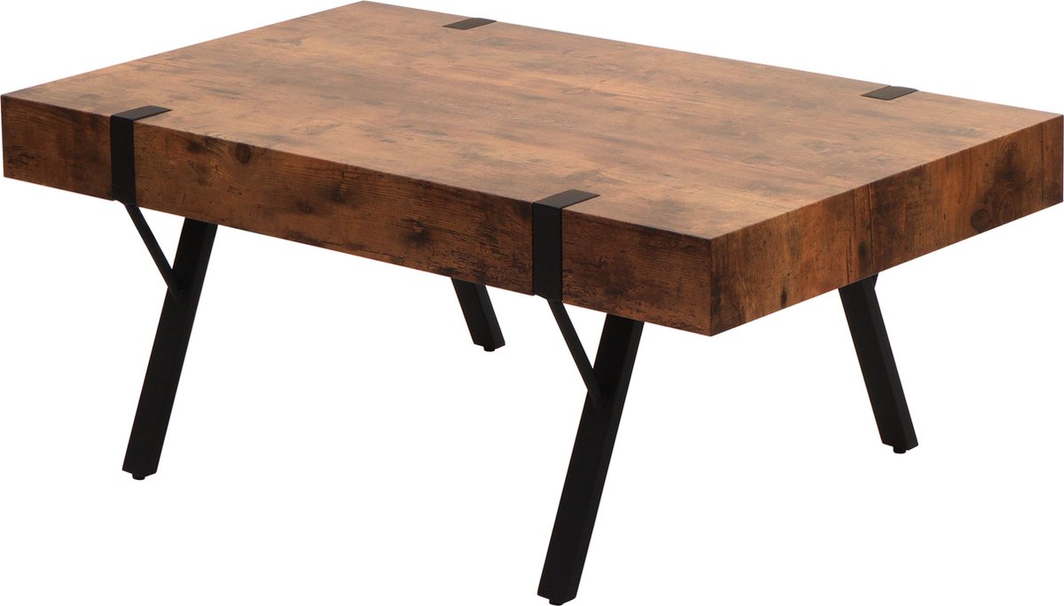 MCW Salontafel MCW-L54, woonkamertafel bijzettafel sofatafel, metaal 43x110x60cm ~ donker wild eiken