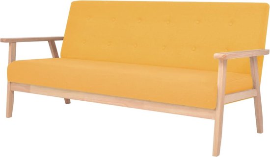 The Living Store Canapé 3 places - jaune - 158 x 67 x 73,5 cm - tissu polyester