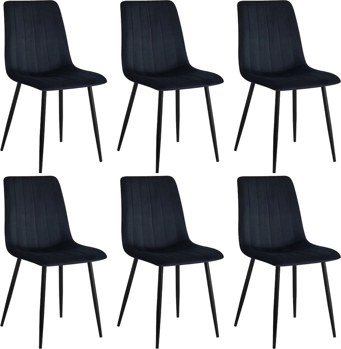 Colenis Eline Eetkamerstoel - Zwart - Set Van 6 - Fluweel - Velvet - Industrieel