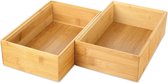 2 stuks opbergdozen van bamboe stapelbaar 4 maten laden box opbergbox dozen organizer opbergset, afmetingen: 23 x 15 x 7 cm