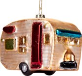 BRUBAKER Caravan - Handbeschilderde Kerstbal van Glas - Handgeblazen Kerstboomversieringen Figuren Grappige Decoratieve Hangers Boombal - 11 cm
