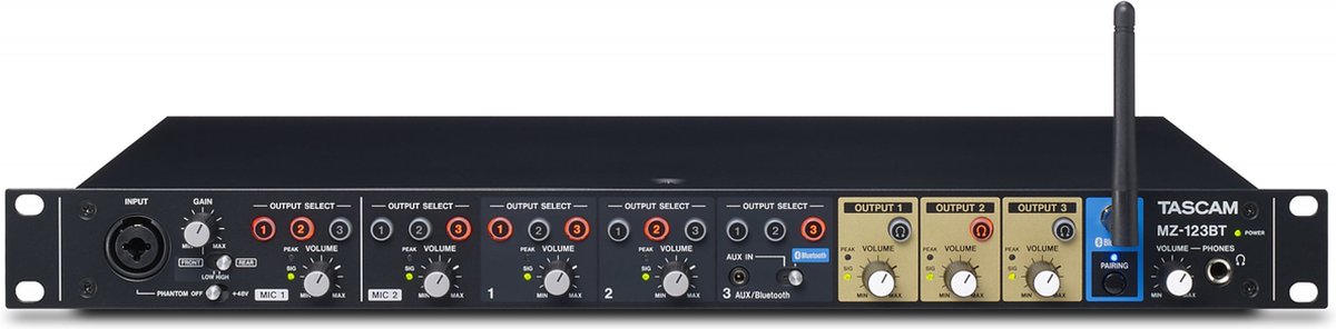 Tascam MZ-123BT - 3-zone installatiemixer met Bluetooth