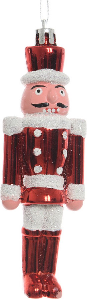 Decoris Kersthangers - notenkrakers - poppetjes/soldaten - rood/wit - 12,5 cm - Kerstversiering/boomversiering Multi