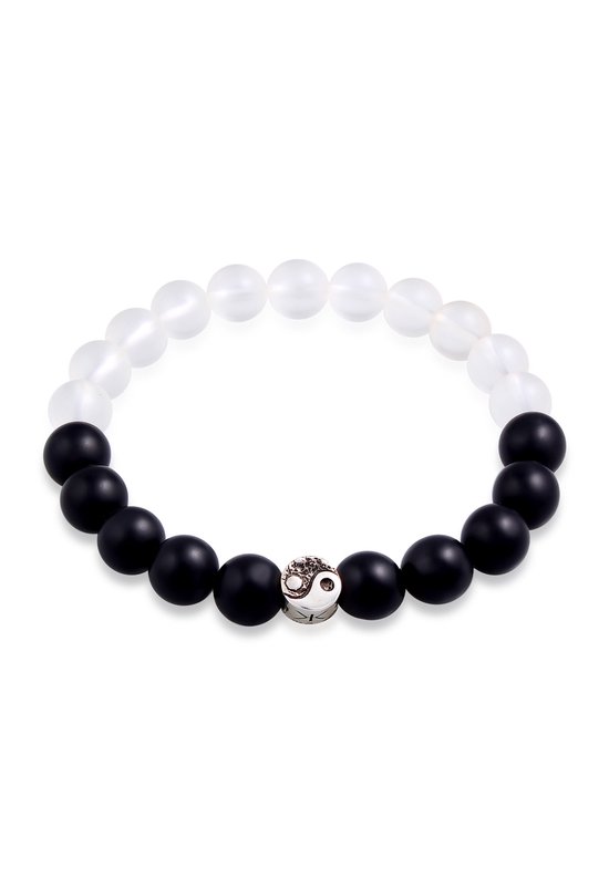 KUZZOI Bracelet Homme Symbole Yin Yang Perles avec Onyx en Argent Sterling 925