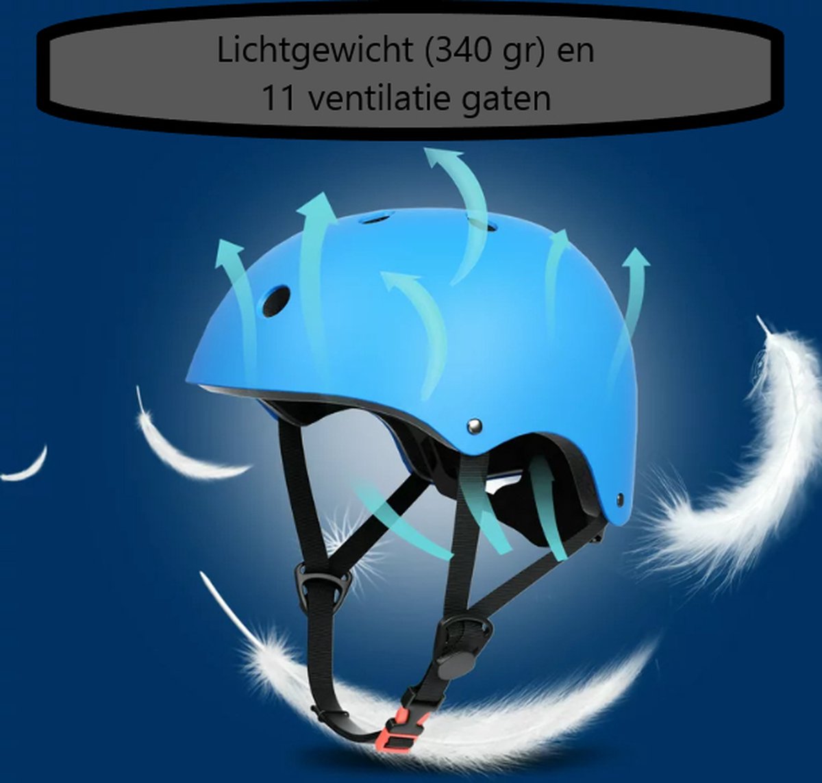 Hunta® Kinderhelm Maat S – Blauwe Verstelbare Fiets- en Skatehelm – 48-54 cm – Voor Fietsen, Skaten, Skateboarden en Steppen — afbeelding 3