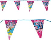 Vlaggenlijn 50 jaar - Sarah - Sarah gezien - Vlaggetjes - Verjaardag - Versiering - Decoratie - Volwassenen - Dames - Folie - 6 meter - Roze