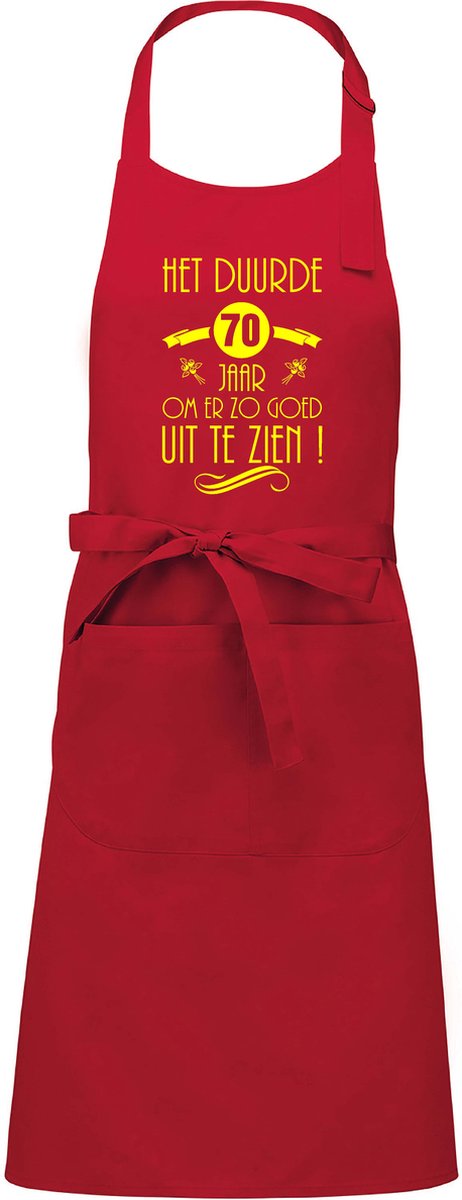 Mijncadeautje - Keukenschort - BBQ schort - Het duurde 70 jaar - rood