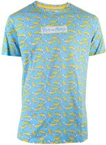 Rick And Morty Heren Tshirt -M- Banana All Over Print Blauw