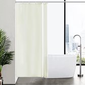 Douchegordijn voor hoekdouche en kleine badkuip, textielgordijn van polyesterweefsel, schimmelwerend en wasbaar, beige 100 x 200 cm, met 6 ringen voor douchegordijn.