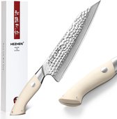 Couteau de chef chinois - Série HEZHEN B38H - Acier Damas - Manche G10 blanc ivoire - Couteau de cuisine professionnel tranchant comme un rasoir