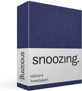 Snoozing velours hoeslaken - Tweepersoons - Navy