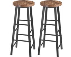 Hoge barkrukken Maxi - Zithoogte 71cm - Bruin - Set van 2 - Keuken - Barstoelen - Zonder rugleuning - Hout
