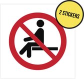 Pictogram/ sticker | Neerzitten verboden | 10 x 10 cm | Verbodsbord | Niet zitten | Vensterbank | Openbare weg | Overlast | 2 stuks