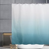Douchegordijn, 180 x 200 cm, textiel, kleurverloop, turquoise, gordijn, waterafstotend, voor badkamer en badkuip, breedte 180 x hoogte 200 cm