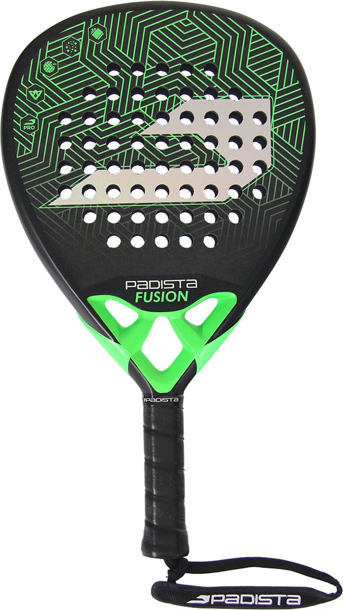 Padista Fusion Padel racket - Padel - 12K Carbon - Groen - Sandy Spray - Druppelvorm - Black EVA Foam - Incl. padeltas