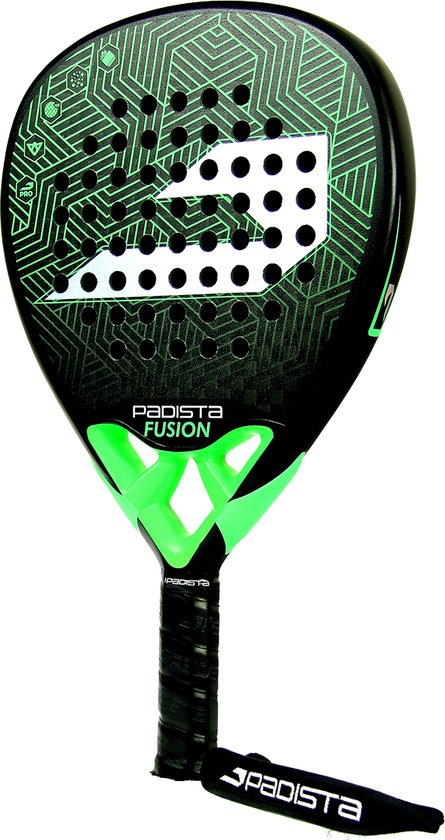 Padista Fusion Padel racket - Padel - 12K Carbon - Groen - Sandy Spray - Druppelvorm - Black EVA Foam - Incl. padeltas
