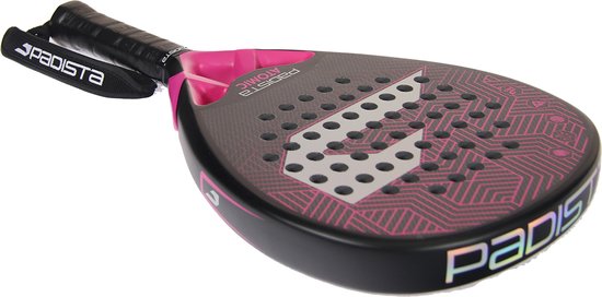 Padista Atomic Padel racket - Padel - 3K Carbon - Roze - Ruwe Oppervlakte - Druppelvorm - Black EVA Foam - Incl. padeltas