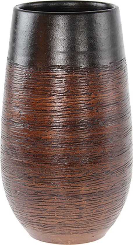 Grote keramische vaas zwart bruin , 35 cm hoog