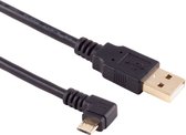 Powteq - 1 meter premium USB A naar micro USB haaks (rechts) - Gold-plated - USB 2.0