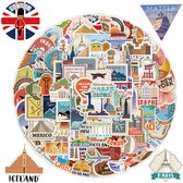 Koffer Stickers met Landen, Steden en Landmarks - 100 Travel stickers - Voor laptop, reis logboek, journal, auto etc.