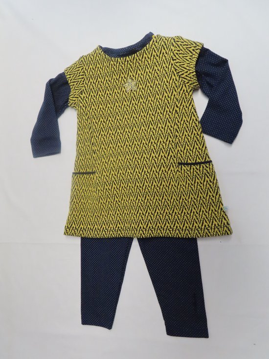 Ensemble - 3 pièces - Fille - Robe + Tshirt lm + leggings - Jaune/bleu - 18 mois 86