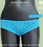 green-goose® Bamboe Dames Slip | 4 Stuks | Maat M/L | Blauw | Met Pootjes Opdruk | Duurzaam, Ademend en Heerlijk Zacht