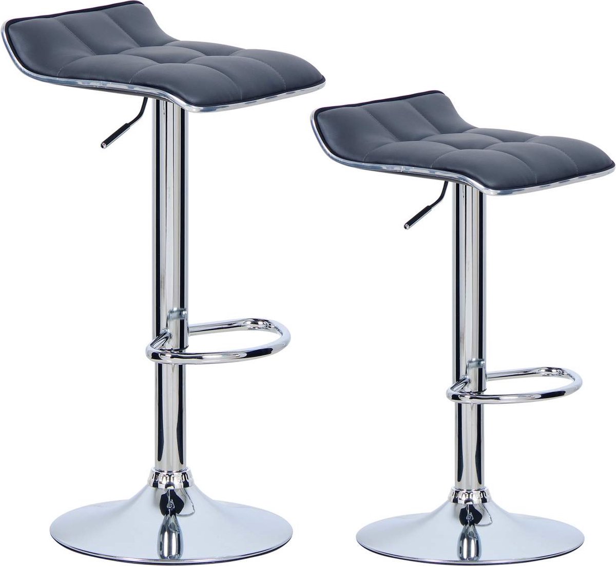 Happyment Barkrukken Nora - Set van 2 - Keuken - Grijs - Barstoelen kunstleer- Verstelbaar in hoogte - Zithoogte 62-84cm