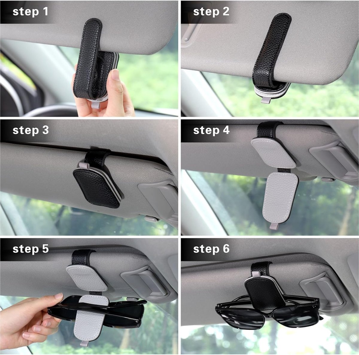 Zwart Wit  Universele Autovizierclip Zonnebrilhouder Met één Hand En Grip Veilige Zonnebrilhouderclip~p134183240