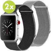 iMoshion geschikt voor Apple watch 38 / 40 / 41 mm Milanees Bandje Maat S/M Duopack - Zwart / Zilver /