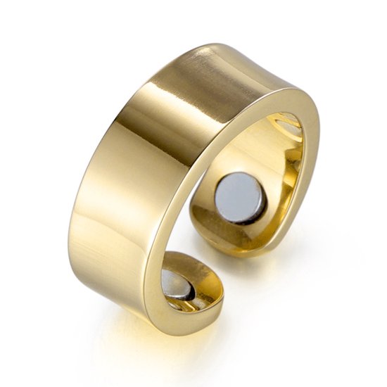MAGNETOX - Ring de Guérison 'Lotte' - Ring Aimantée - Bague Santé - Ring Magnétique - Acier Inoxydable - Or - Femme - 50mm