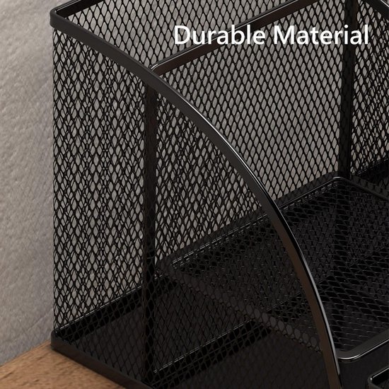 BOTC Pennenbak - 7 in 1 Pennenhouder - Bureau Organizer - Desk - Metaal - Zwart