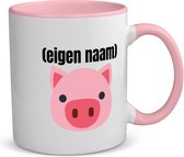 Akyol - varkenskop met eigen naam koffiemok - theemok - roze - Varken - boeren/varken liefhebbers - mok met eigen naam - iemand die houdt van varkens - verjaardag - cadeau - kado - geschenk - 350 ML inhoud