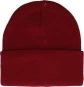 Beanie Muts Basic Donker Rood Musthaves One Size Winter Warm Hoofddeksel Unisex Universeel