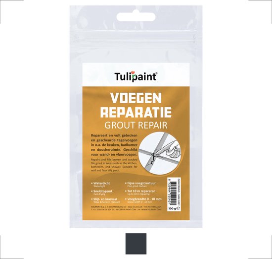 Réparation de joints Tulipaint (gris foncé / anthracite) - Réparation de joints - Mastic de joint - Mastic de joint - Réparation de joints cassés - Remplissage de joints fissurés - Peut être peint