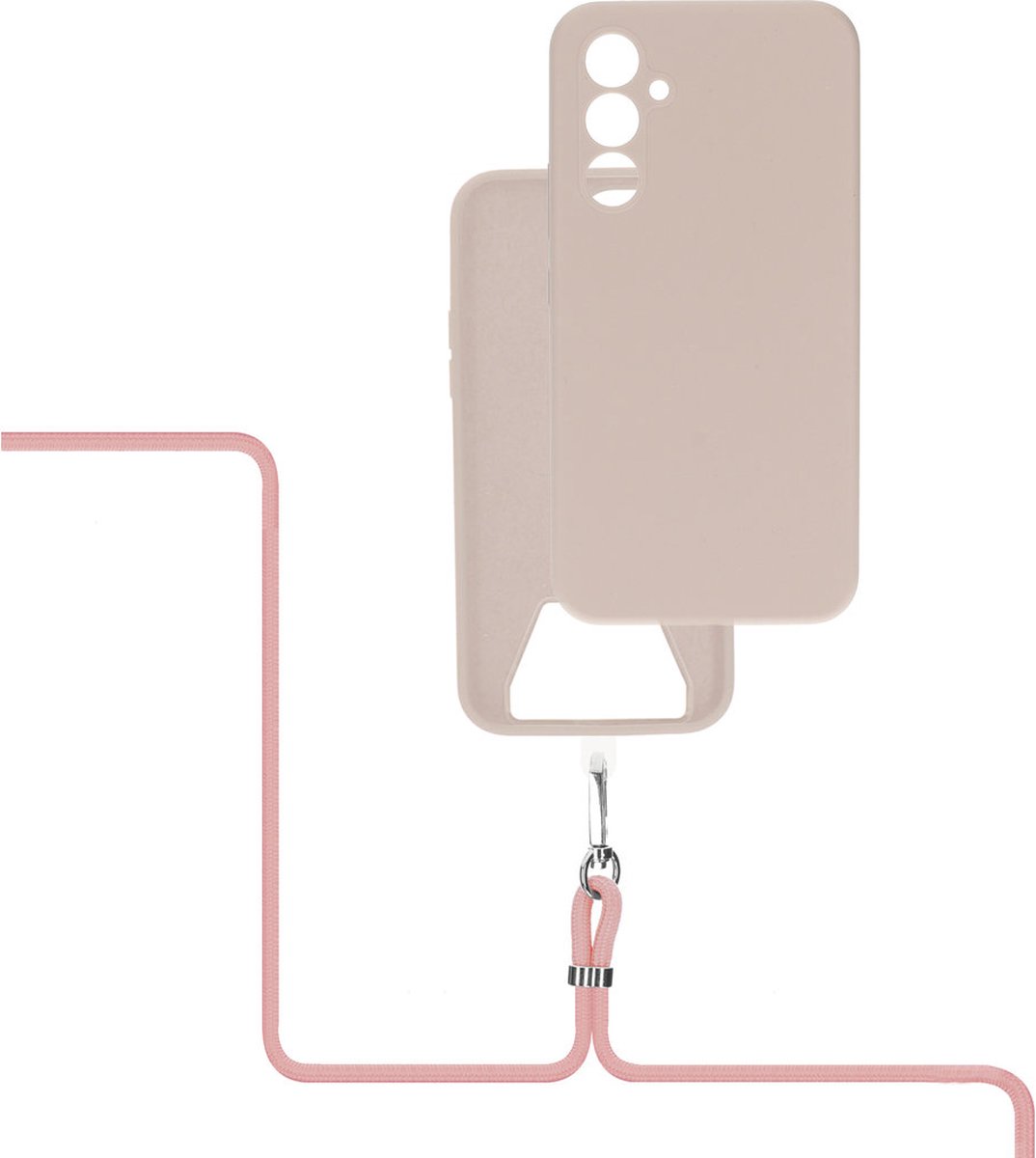Mobiparts Siliconen hoesje met koord voor de Samsung Galaxy A54 Roze