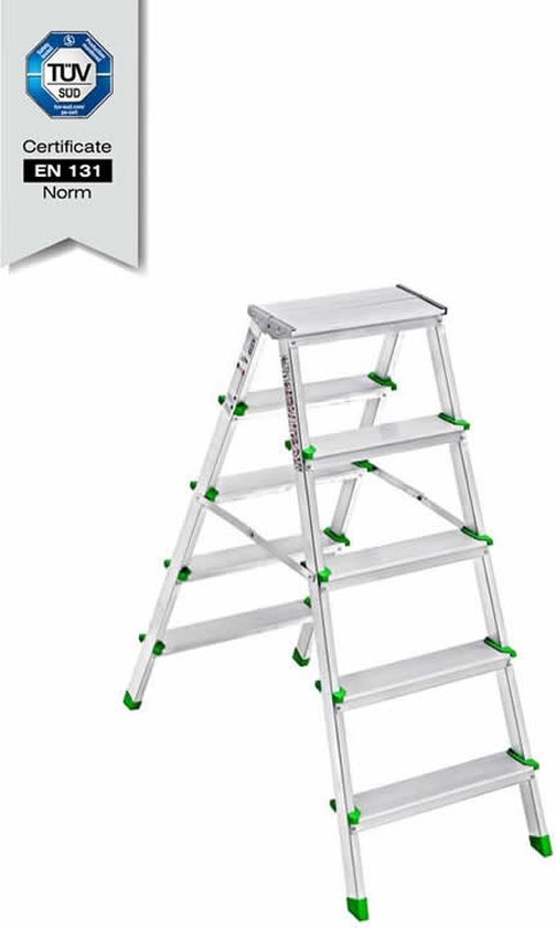 Navaris aluminium huishoudtrap - Trap met 2 treden - Opstap van aluminium - Lichte inklapbare ladder - Multifunctionele keukentrap met antislip poten