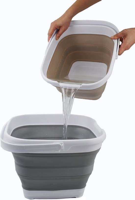 Panier/seau pratique pliable et rectangulaire de 10 litres (blanc/gris) |  bol.com