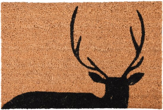 Esschert Design Deer avec tapis de noix de coco en bois de cerf