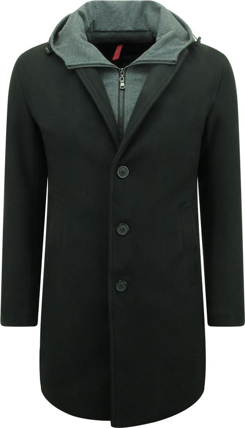 Winterjas Heren - Parka Heren Winterjas - Trenchcoat Heren - Mantel Jas Heren - Overcoat Heren - Slim Fit / Getailleerde Jas - 807 - Zwarte Jas