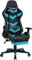 Chaise de jeu, chaise de course, chaise pivotante ergonomique, réglable en hauteur, chaise PC avec repose-pieds, dossier haut avec accoudoirs réglables, bleu fluo