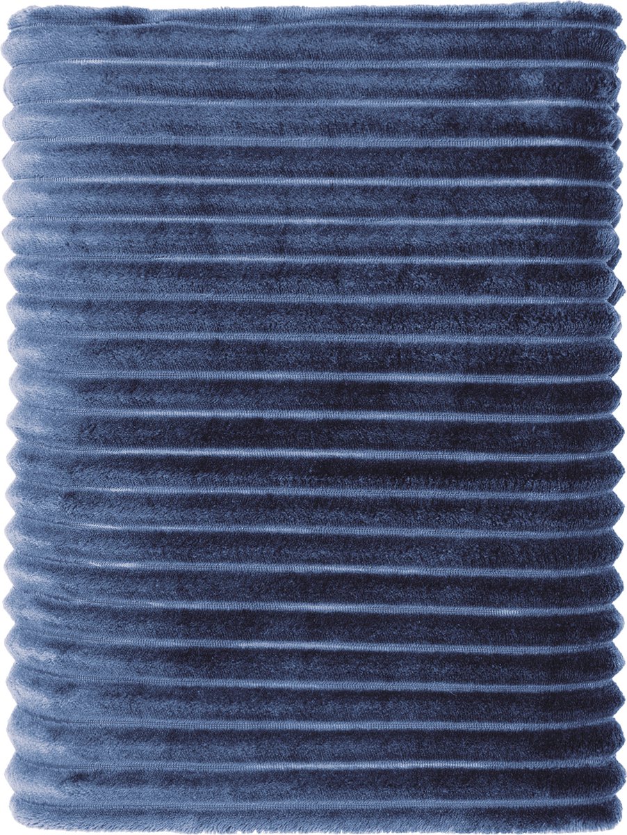 Mistral Home - PLAID - recycled flannel - 240 x 220 cm - effen kleur - blauw- Duurzaam