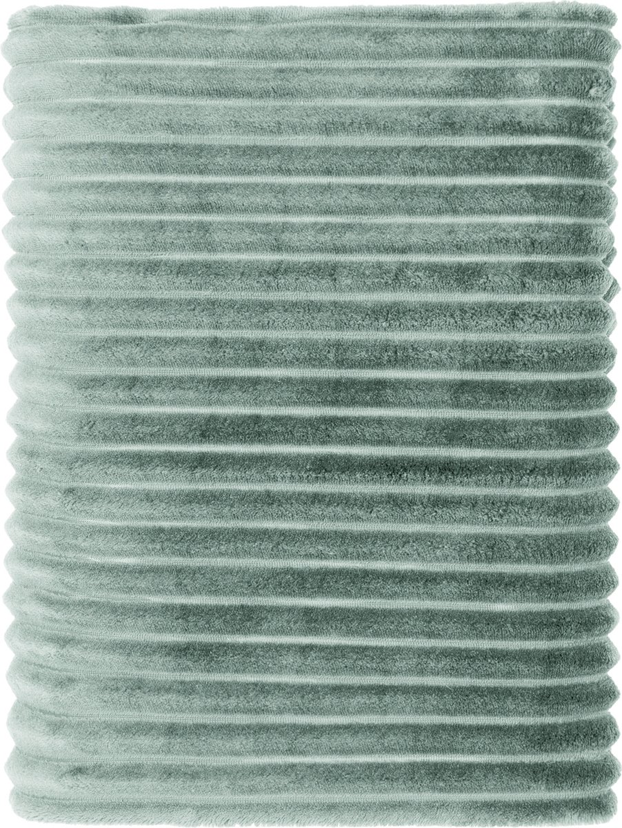 Mistral Home - PLAID - recycled flannel - 130 x 170 cm - effen kleur - muntgroen- Duurzaam